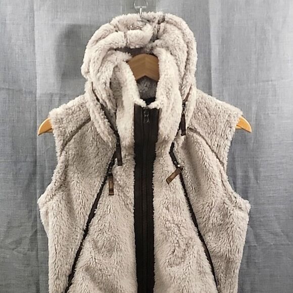 KUHL Flight Fleece Vest in Cream / Brown, Sherpa Vest Cozy Warm Women's SZ M - Picture 3 of 10